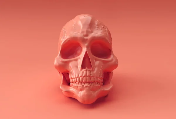 豊かな色の背景に人間の頭蓋骨 死の3Dレンダリング図の概念 — ストック写真