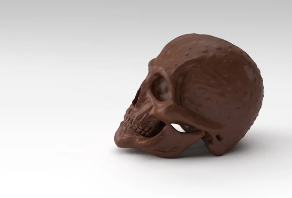 豊かな白い背景の人間の頭蓋骨 死の3Dレンダリング図の概念 — ストック写真