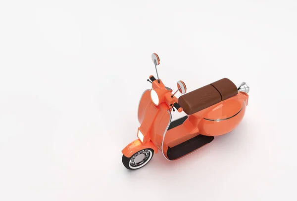 Render Classic Motor Scooter Side View White Background — Stock Photo, Image