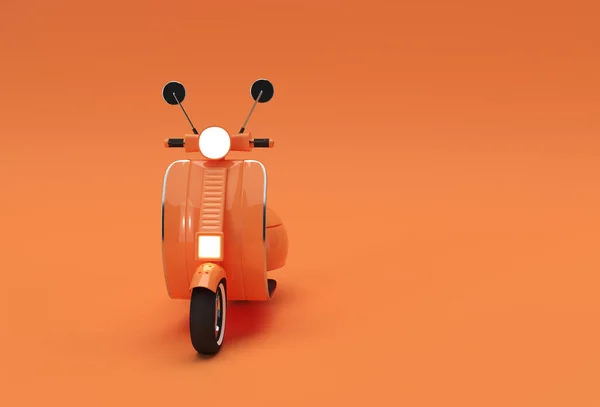 基于橙色背景的3D渲染经典摩托车前景 — 图库照片