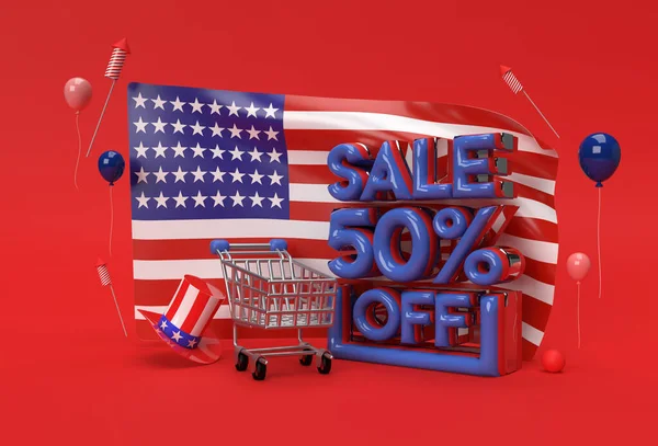 Render Usa Flag 4Th July Usa Independence Day Concept Sale — Stock Photo, Image