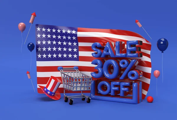 Render Usa Прапор Липня Сша День Незалежності Концепція Sale Discount — стокове фото