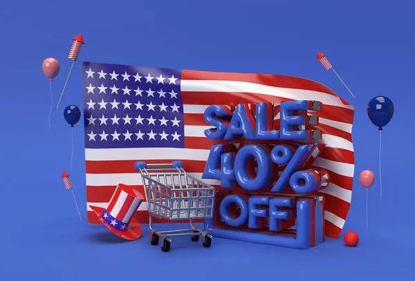 Render Usa Flag Luglio Usa Independence Day Concept Vendita Discount — Foto Stock