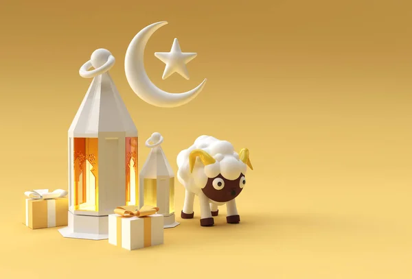 Render Eid Mubarak Σκηνή Του Minimal Podium Σκηνή Για Display — Φωτογραφία Αρχείου