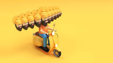 Dussehra Kutlaması - On Başlı Ravana Motorlu Scooter 3D Çizim.