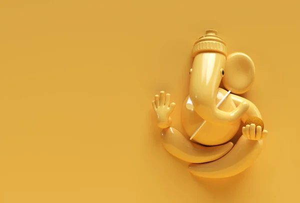 Hindu Isten Ganesha Szobor Hindu Vallás Fesztivál Koncepció Elefánt Render — Stock Fotó