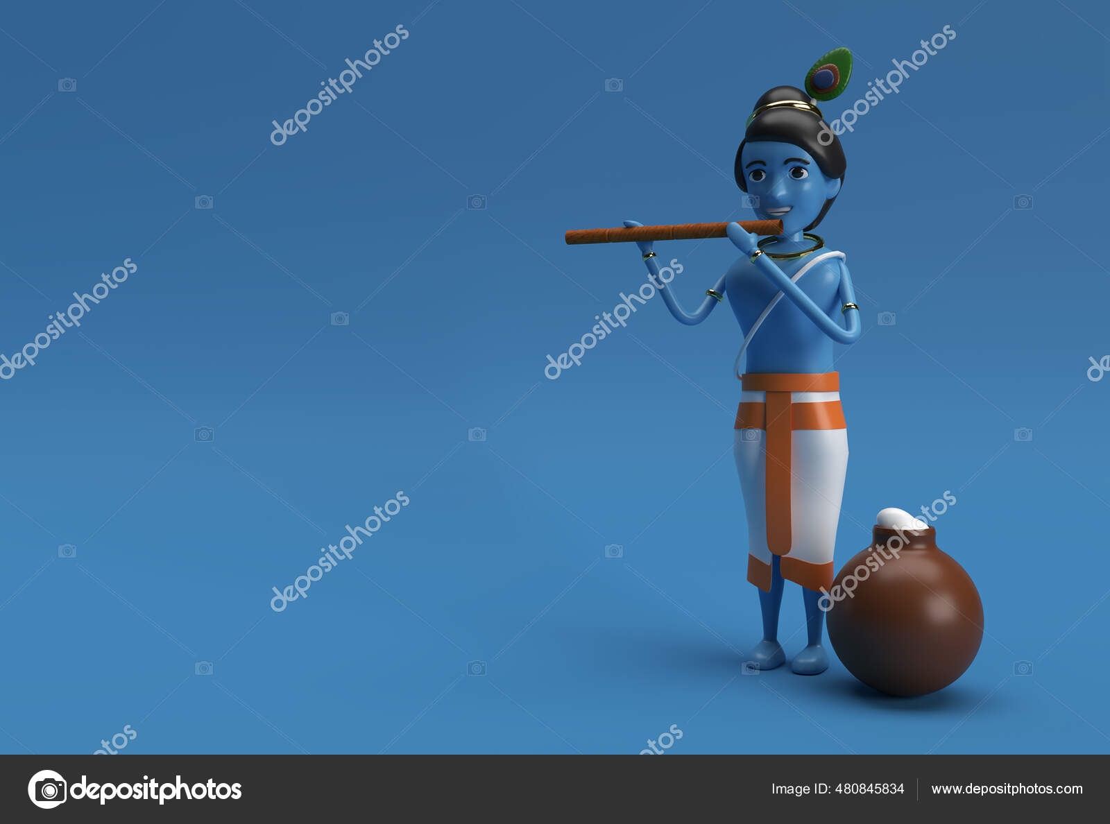 Lord Krishna Playing Bansuri Flute Pot Butter Render Illustration Stock Photo by ©redshinestudio 480845834 Lord Krishna Playing Bansuri Flute Pot Butter Render Illustration Stock Photo by ©redshinestudio 480845834