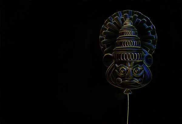 Kathakali Face Heavy Crown Decorated Rendering Illustration — 스톡 사진