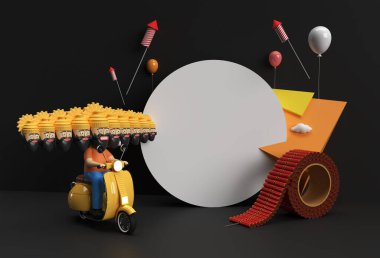 3D Render Dussehra Minimum Podyum Reklam Ürünleri Reklam Tasarımı Sahnesi.