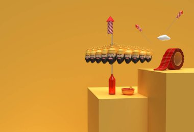 3D Render Dussehra Minimum Podyum Reklam Ürünleri Reklam Tasarımı Sahnesi.