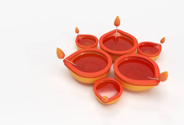 Lâmpada Óleo Diya Festival Diwali Ilustração Renderização — Fotografia de Stock