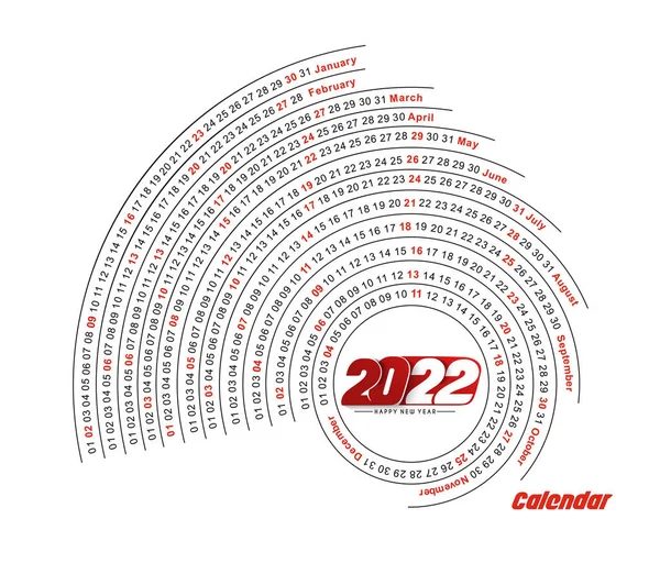 ハッピーニューイヤー2022カレンダー ホリデーカードのための新年の休日のデザイン要素 装飾のためのカレンダーバナーポスター ベクトルイラスト背景 — ストックベクタ