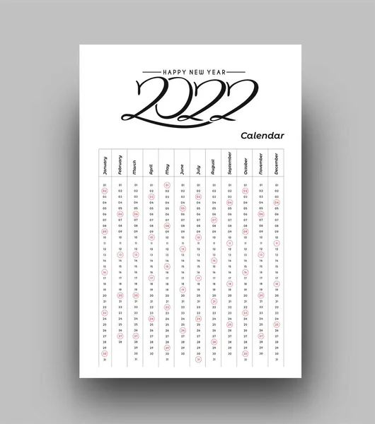 Godt Nytt 2022 Kalender Nyårs Jubileumskonstruksjonselementer Julekort Kalenderbannerplakat Dekorasjoner Vektorillustrasjonsbakgrunn – stockvektor