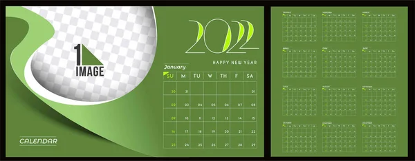 快乐新年2022日历 新年假期卡片设计元素 日历横幅装饰海报 病媒图解背景 — 图库矢量图片