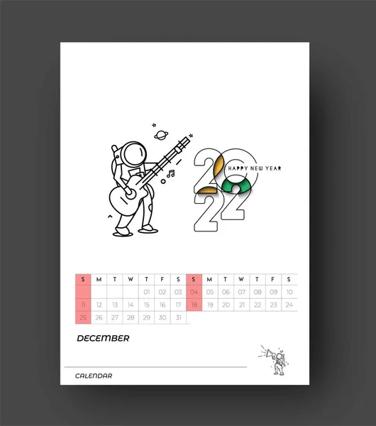 Felice Anno Nuovo 2022 Calendario Capodanno Elementi Design Vacanze Biglietti — Vettoriale Stock