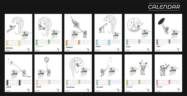 Šťastný Nový Rok 2022 Kalendář Nový Rok Prvky Prázdninového Designu — Stockový vektor