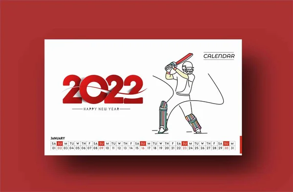 Gott Nytt 2022 Cricket Calendar Nyår Semesterdesign Element För Semesterkort — Stock vektor