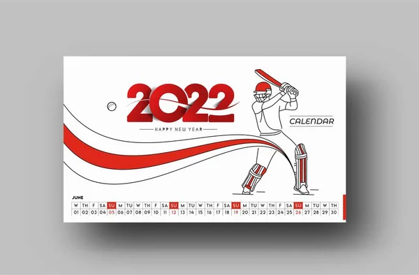 Gott Nytt 2022 Cricket Calendar Nyår Semesterdesign Element För Semesterkort — Stock vektor