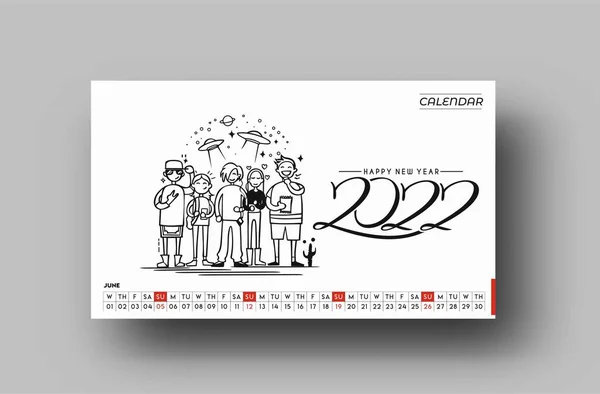 Felice Anno Nuovo 2022 Calendario Capodanno Elementi Design Vacanze Biglietti — Vettoriale Stock