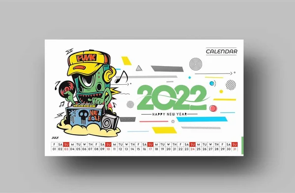 Feliz Ano Novo 2022 Calendário Ano Novo Elementos Design Férias — Vetor de Stock