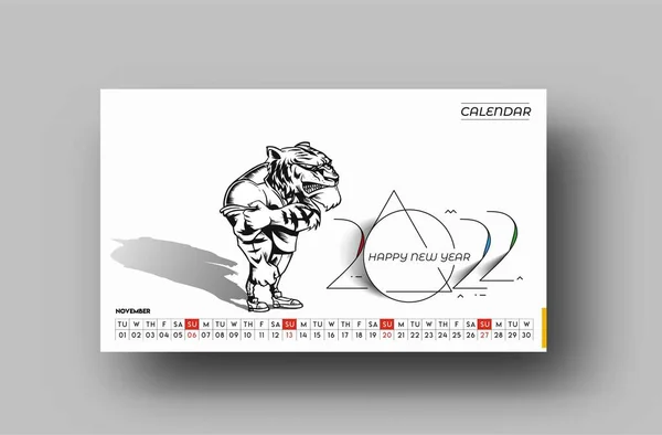 Feliz Año Nuevo 2022 Calendario Año Nuevo Elementos Diseño Navideño — Archivo Imágenes Vectoriales