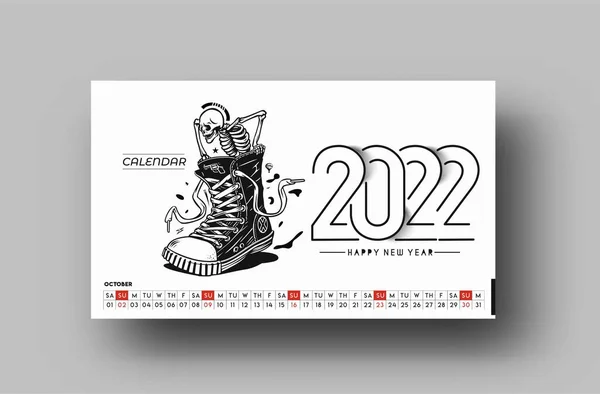 Feliz Ano Novo 2022 Calendário Ano Novo Elementos Design Férias —  Vetores de Stock