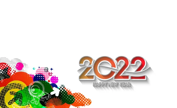 Abstrato Feliz Ano Novo 2022 Texto Modelo Colorido Saudação Bandeiras —  Vetores de Stock