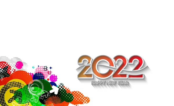 Resumen Feliz Año Nuevo 2022 Texto Colorido Plantilla Tarjetas Felicitación — Vector de stock