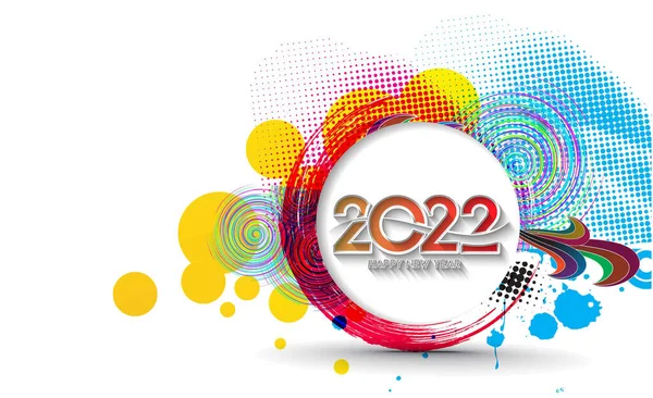 Abstrait Bonne Année 2022 Texte Coloré Modèle Cartes Voeux Bannières — Image vectorielle