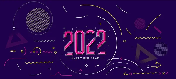 Rezumat Anul Nou Fericit 2022 Text Șablon Colorat Felicitări Bannere — Vector de stoc