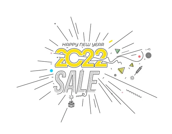 Bonne Année 2022 Texte Typographie Vente Promotion Bannière Modèle Illustration — Image vectorielle