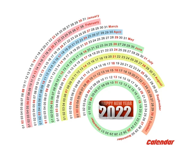 Новым Годом 2022 Календарь Новогодний Дизайн Элементов Праздничных Открыток Плакат — стоковый вектор