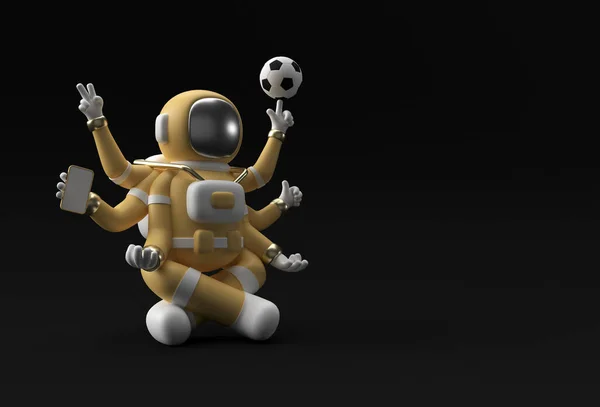 Render Spaceman Astronauta Yoga Gestos Ilustração Design — Fotografia de Stock