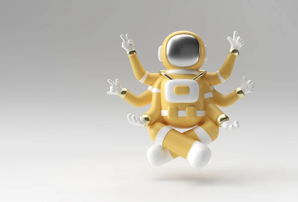 Render Spaceman Astronaut Yoga Gestures Illustration Design — Stockfoto