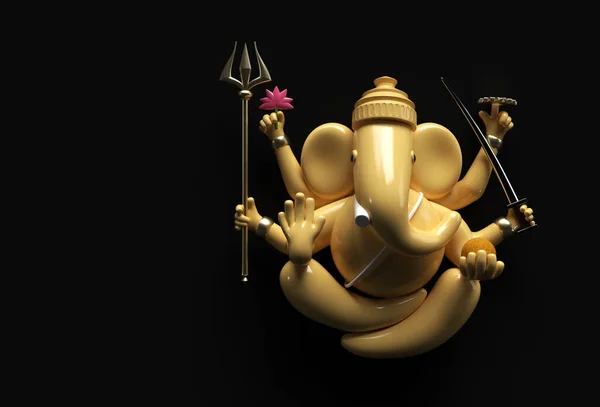 Hindu God Ganesha Statue Hindu Religion Festival Concept Elephant Render — Stock Photo, Image