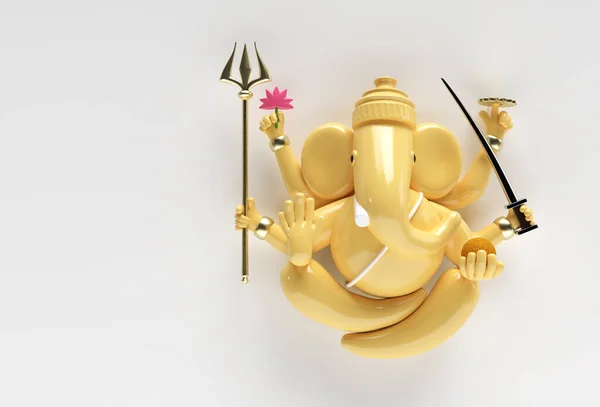 Hindu God Ganesha Statue Hindu Religion Festival Concept Elephant Render — Stock Photo, Image