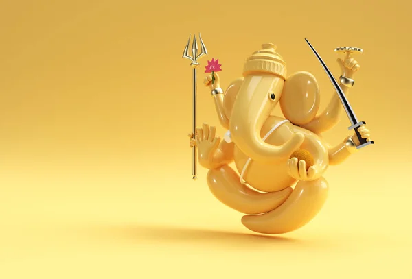 Hindu God Ganesha Statue Hindu Religion Festival Concept Elephant Render — Stock Photo, Image