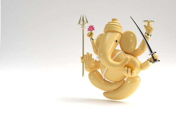 Dio Indù Ganesha Statua Indù Religione Festival Concetto Elefante Illustrazione — Foto Stock