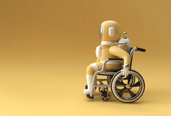 Render Spaceman Astronauta Siedzi Wózku Inwalidzkim Ilustracja Projekt — Zdjęcie stockowe