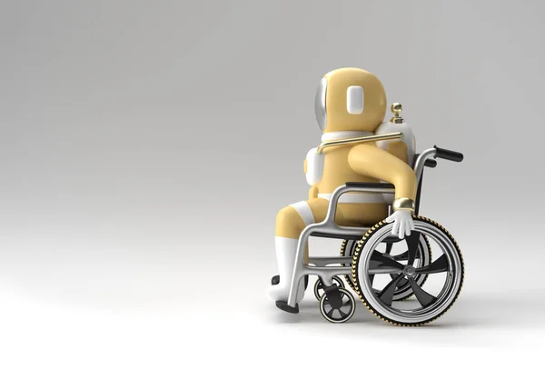 Render Astronaute Astronaute Assis Sur Fauteuil Roulant Illustration Design — Photo