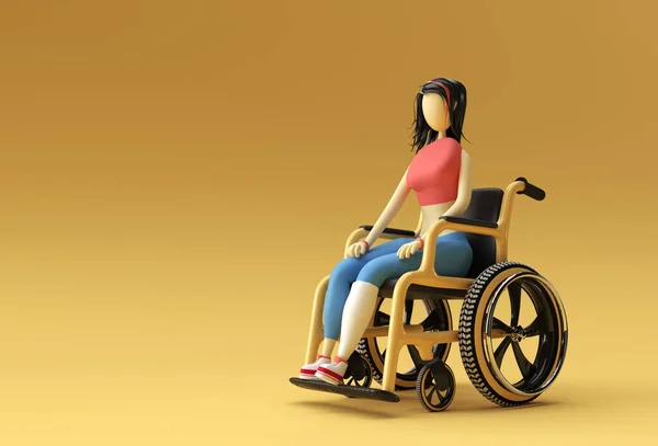 Render Femme Assis Sur Fauteuil Roulant Illustration Design — Photo