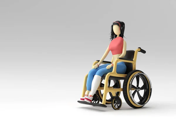Vykreslení Žena Sedící Invalidním Vozíku Ilustrace Design — Stock fotografie