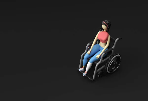 Render Kobieta Siedzi Wózku Inwalidzkim Ilustracja Projekt — Zdjęcie stockowe