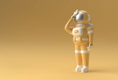 3d Render Spaceman Astronot Baş Ağrısı, Hayal kırıklığı, Yorgun Kafkasyalı veya Utanç Hareketi 'nin 3D Resim Tasarımı.