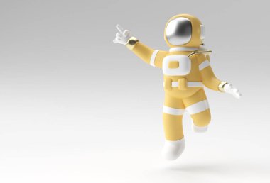 3d Render Spaceman Astronot El İşaret Parmak Hareketi 3d Resim Tasarımı.