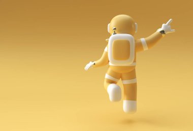 3d Render Spaceman Astronot El İşaret Parmak Hareketi 3d Resim Tasarımı.