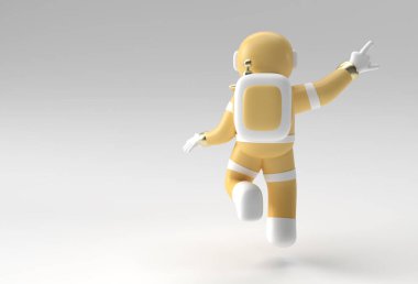 3d Render Spaceman Astronot El İşaret Parmak Hareketi 3d Resim Tasarımı.