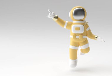 3d Render Spaceman Astronot El İşaret Parmak Hareketi 3d Resim Tasarımı.