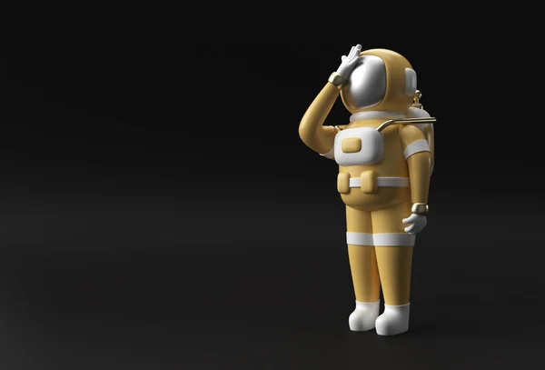 Render Raumfahrer Astronaut Kopfschmerzen Enttäuschung Müde Kaukasier Oder Scham Geste — Stockfoto
