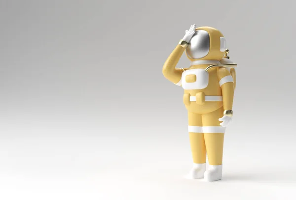 Render Spaceman Astronaut Headache Disaplision Tired Caucasian Shase Gestures Illustration — 스톡 사진